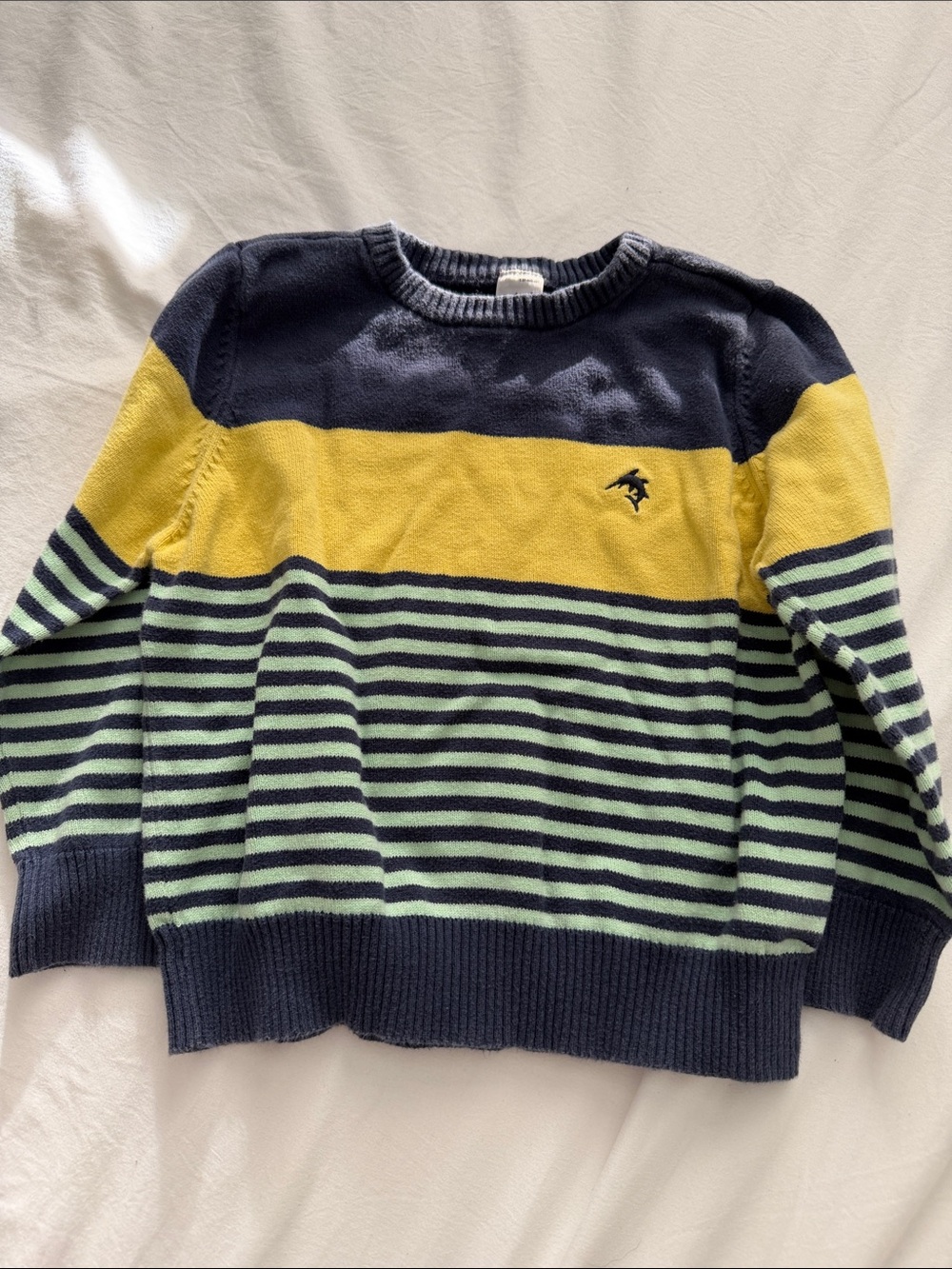 Carter's Navy, Yellow & Light Green Striped Crewneck Sweater 4T